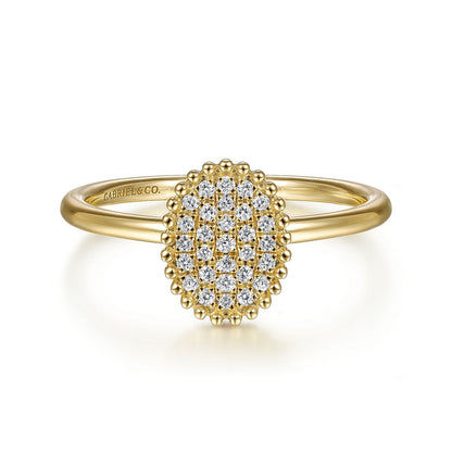 14K Yellow Gold Diamond Pavé Oval Ring