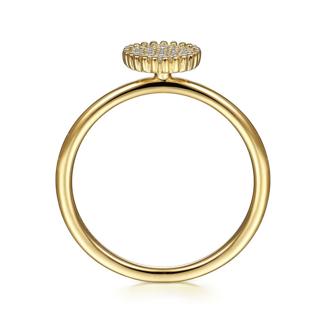 14K Yellow Gold Diamond Pavé Oval Ring