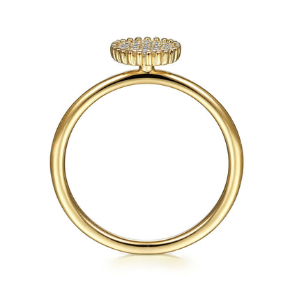 14K Yellow Gold Diamond Pavé Oval Ring