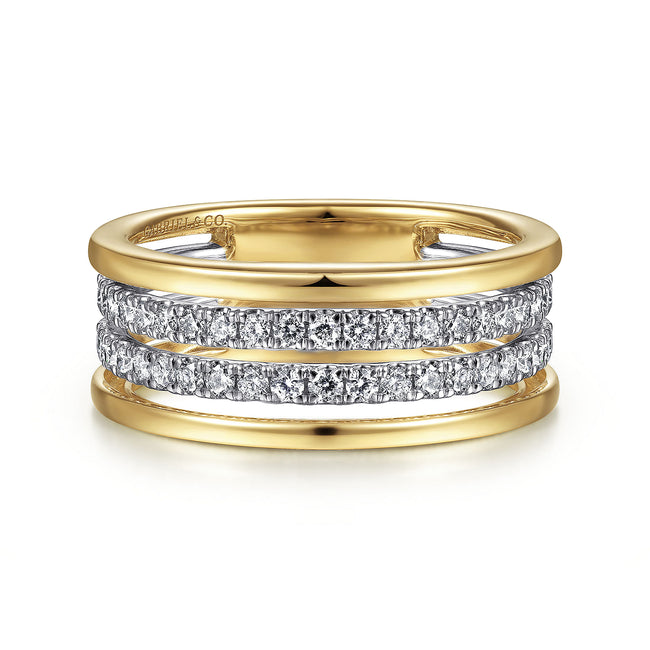 14K White-Yellow Gold Diamond Easy Stackable Ring