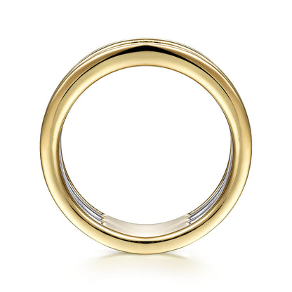 14K White-Yellow Gold Diamond Easy Stackable Ring