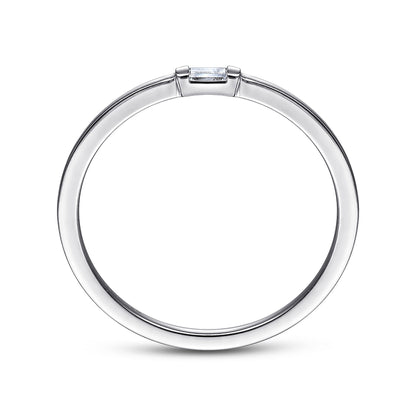 14K White Gold Ring with Diamond Baguette