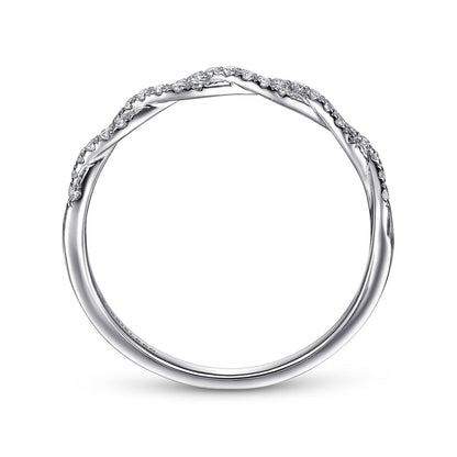14K White Gold Twisted Diamond Band Ring