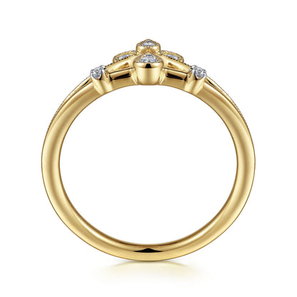 14K Yellow Gold Diamond Chevron Ring