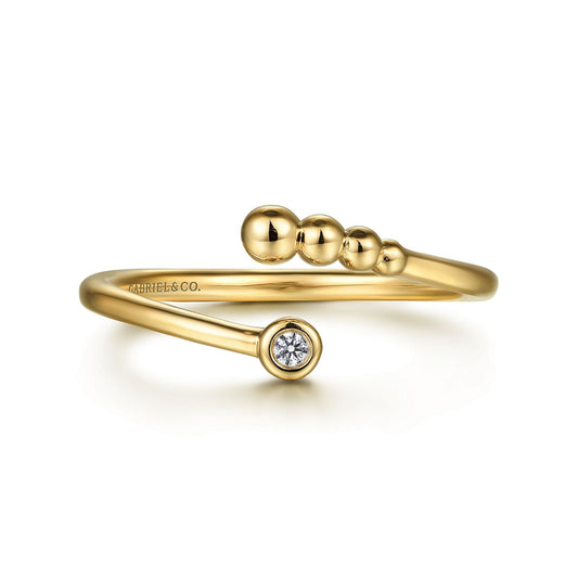 14K Yellow Gold Diamond Bujukan Bypass Open Ring