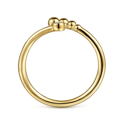 14K Yellow Gold Diamond Bujukan Bypass Open Ring