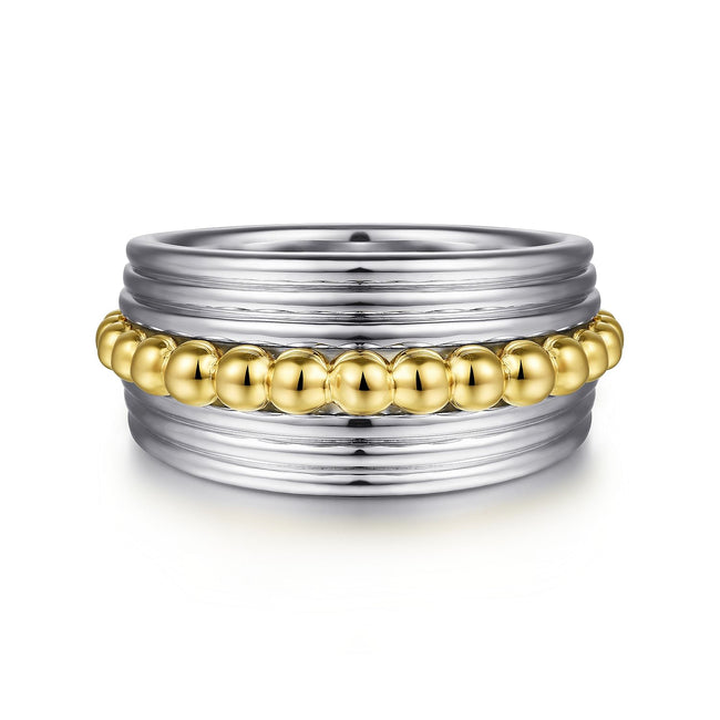 925 Sterling Silver and 14K Yellow Gold Bujukan Wide Band Ring