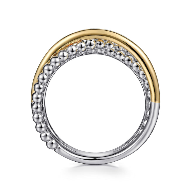 925 Sterling Silver and 14K Yellow Gold Criss-Cross Ring