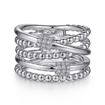 925 Sterling Silver Bujukan White Sapphire Criss Cross Ring