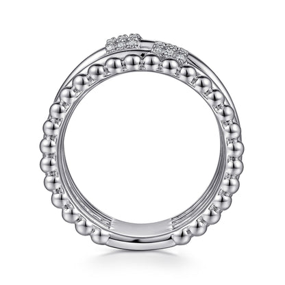 925 Sterling Silver Bujukan White Sapphire Criss Cross Ring