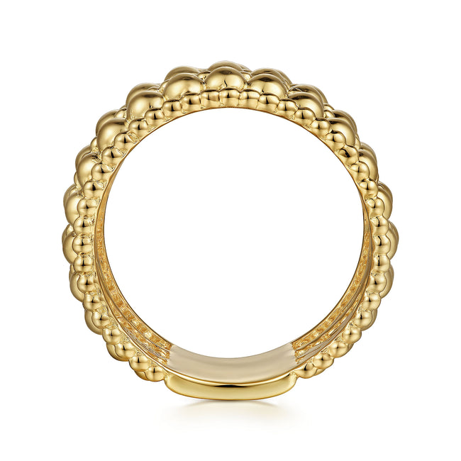 14K Yellow Gold Bujukan Beaded Easy Stackable Ring