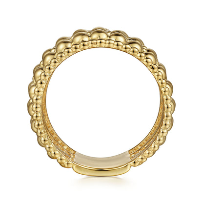 14K Yellow Gold Bujukan Beaded Easy Stackable Ring