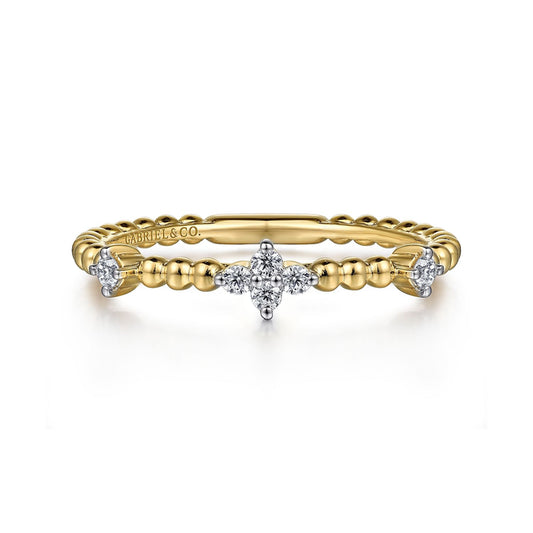 14K Yellow Gold Diamond Station Bujukan Stackable Ring