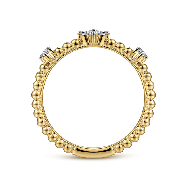 14K Yellow Gold Diamond Station Bujukan Stackable Ring