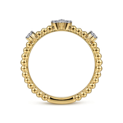 14K Yellow Gold Diamond Station Bujukan Stackable Ring
