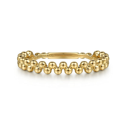 14K Yellow Gold Double Row Bujukan Beads Stackable Ring