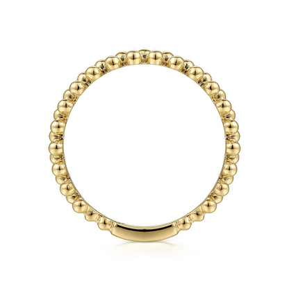 14K Yellow Gold Double Row Bujukan Beads Stackable Ring