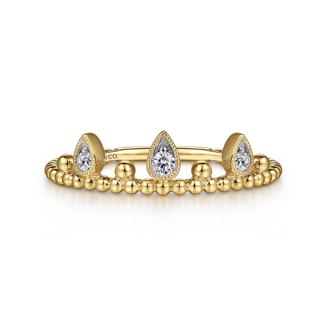 14K Yellow Gold Diamond Crown Bujukan Ring