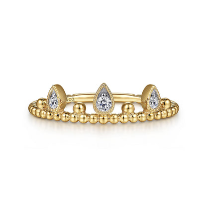 14K Yellow Gold Diamond Crown Bujukan Ring