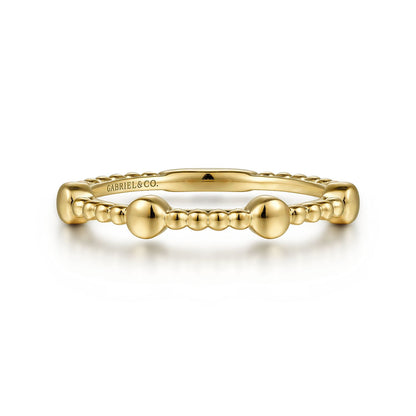 14K Yellow Gold Bujukan Ball Station Stackable Ring