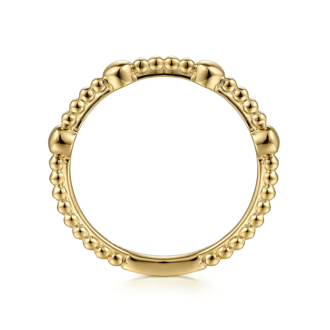 14K Yellow Gold Bujukan Ball Station Stackable Ring