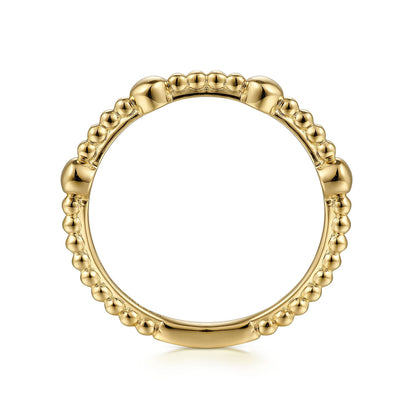 14K Yellow Gold Bujukan Ball Station Stackable Ring