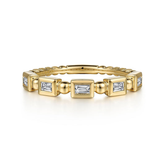 14K Yellow Gold Diamond Geometric Stackable Ring
