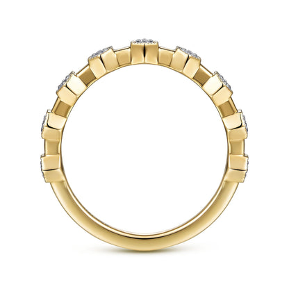 14K Yellow Gold Diamond Station Stackable Ring