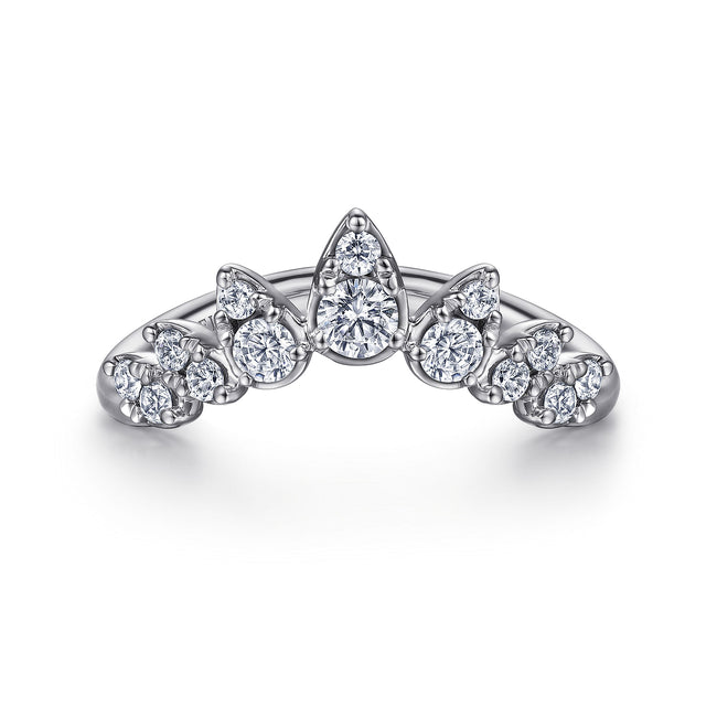 14K White Gold Diamond Chevron Ring