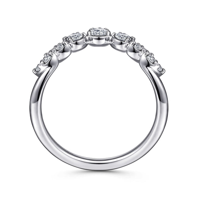 14K White Gold Diamond Chevron Ring