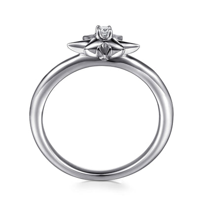 925 Sterling Silver Diamond Starburst Ring