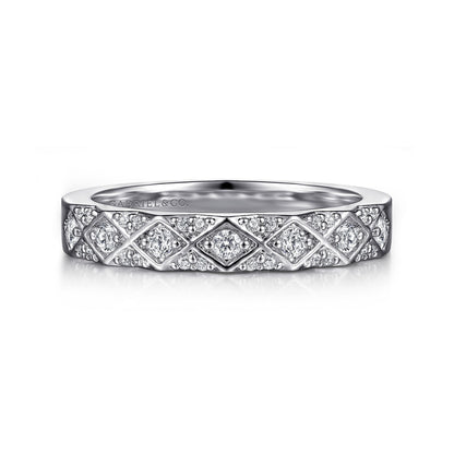 14K White Gold Diamond Stackable Ring