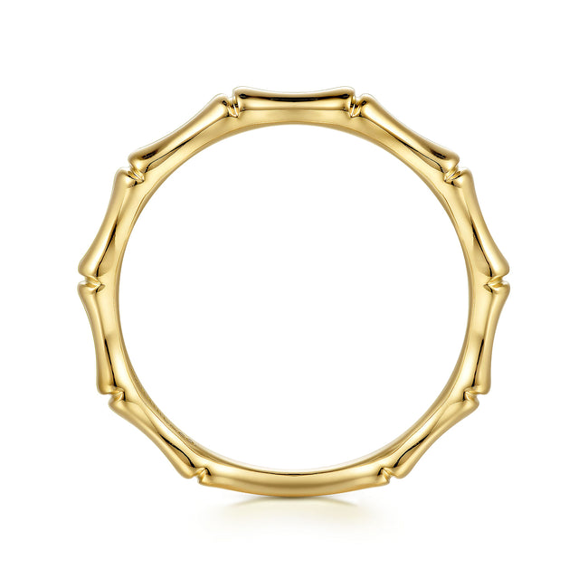14K Yellow Gold Bamboo Shape Stackable Ring