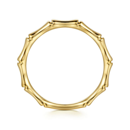 14K Yellow Gold Bamboo Shape Stackable Ring