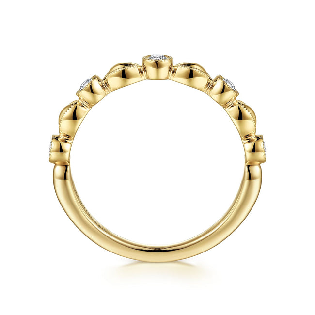 14K Yellow Gold Diamond Marquise Shape Stackable Ring
