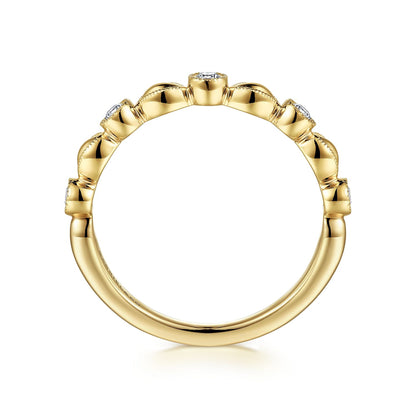 14K Yellow Gold Diamond Marquise Shape Stackable Ring