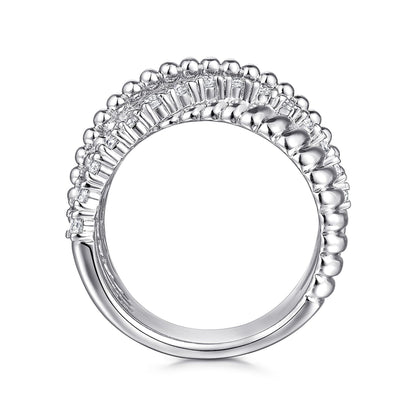 925 Sterling Silver Bujukan White Sapphire Lady's Criss Cross Ring
