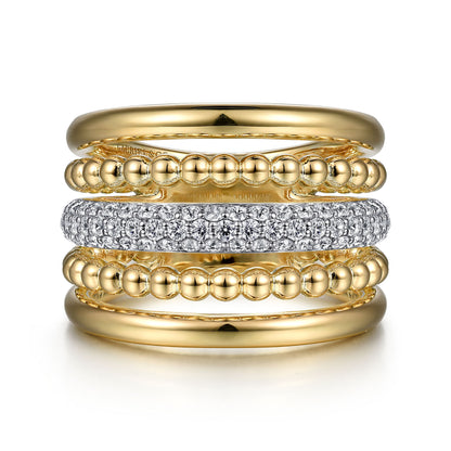 14K Yellow Gold Bujukan Diamond Ladies Easy Stackable Ring