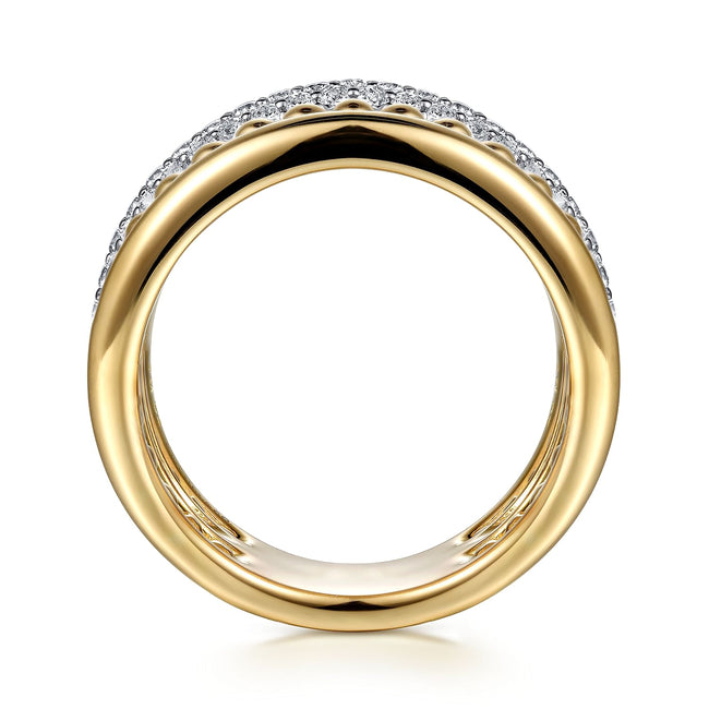 14K Yellow Gold Bujukan Diamond Ladies Easy Stackable Ring