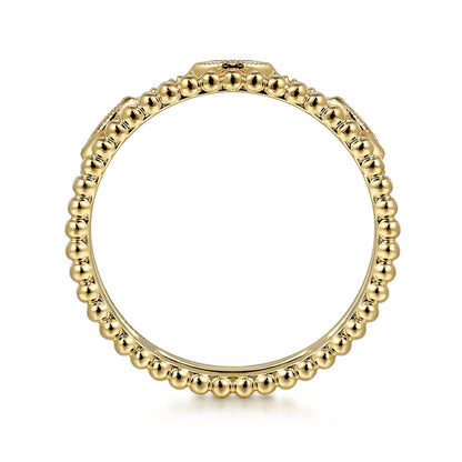 14K Yellow Gold Diamond Bujukan Marquis Shape Easy Stackable Ring