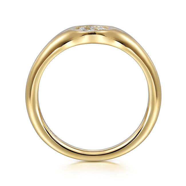 14K Yellow Gold Diamond Pavé Pinky Signet Ring