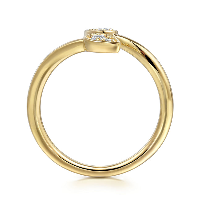 14K Yellow Gold Diamond By-pass Ladies Ring