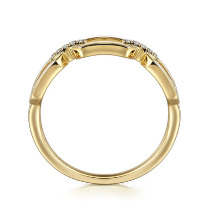 14K Yellow Gold Diamond Link Chain Ladies Ring