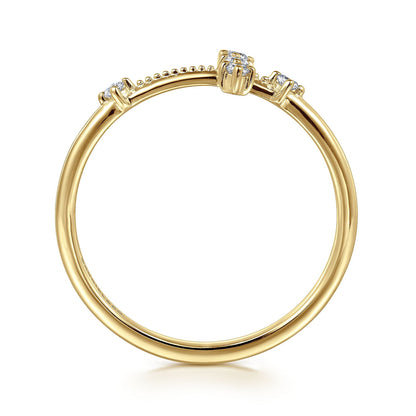 14K Yellow Gold Diamond Cross Ladies Ring