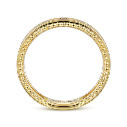 14K Yellow Gold Bujukan Diamond Bezel Wide Stackable Ladies Ring