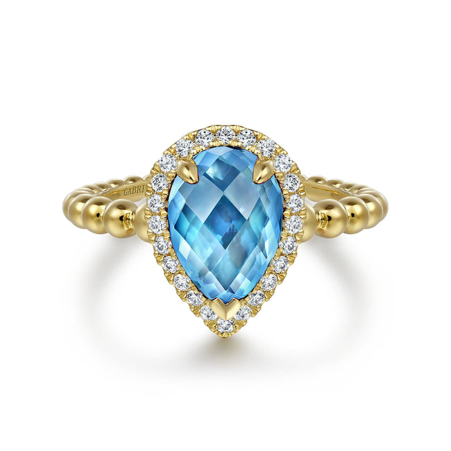 14K Yellow Gold Diamond and Amethyst Ladies Ring