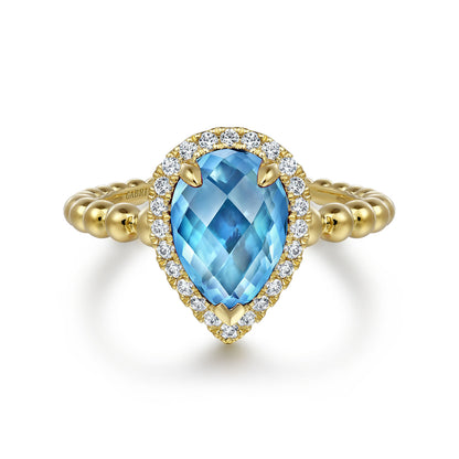 14K Yellow Gold Diamond and Amethyst Ladies Ring