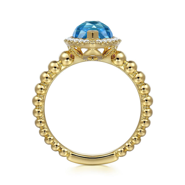 14K Yellow Gold Diamond and Amethyst Ladies Ring
