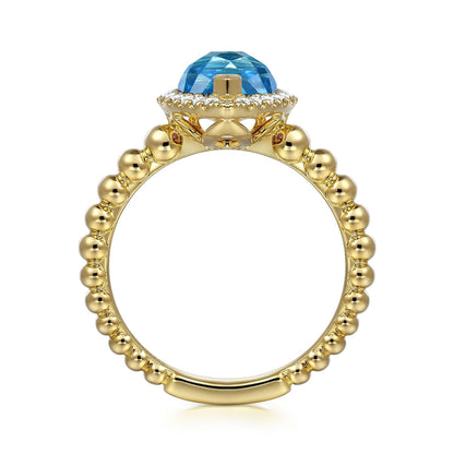 14K Yellow Gold Diamond and Amethyst Ladies Ring