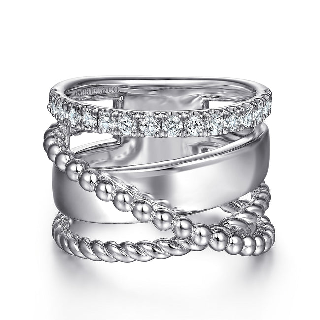 925 Sterling Silver White Sapphire Bujukan Twisted Ladies Ring